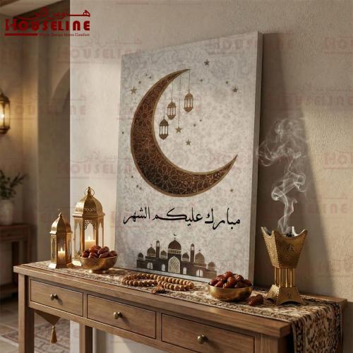 لوحة هلال رمضان الفاخرة – كتابة أكريليك بارزة بتصم...
