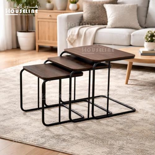 طقم طاولات جانبية متداخلة بثلاث قطع – تصميم عصري ع...