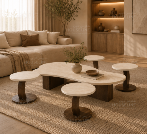 أطقم طاولات أرضية بسطح بديل رخام – تصميم عصري فاخر