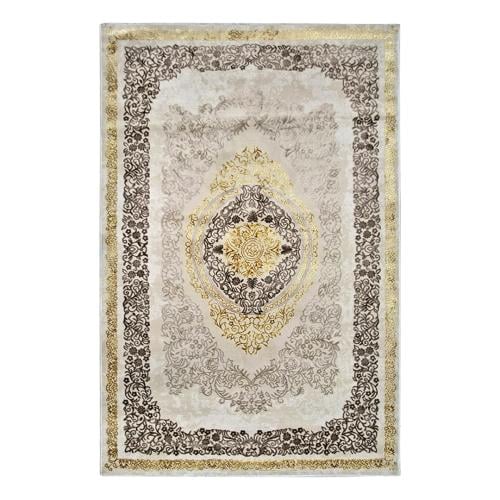 سجاد كلاسيك – نقشة فاخرة باللون الكريمي والذهبي