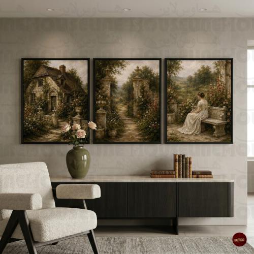طقم 3 لوحات جدارية طباعة كانفس