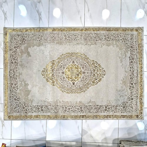 سجاد كلاسيك – نقش ملكي فاخر – كريمي × رمادي × ذهبي