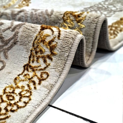 سجاد كلاسيك – نقش ملكي فاخر – كريمي × رمادي × ذهبي