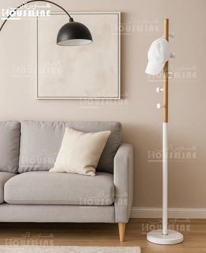 شماعة ملابس بلازم – تصميم خشبي أبيض أنيق