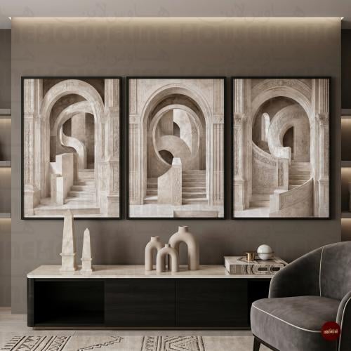 طقم 3 لوحات جدارية طباعة كانفس