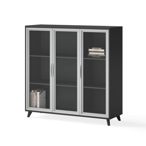 دولاب ملفات CB-24 عالي خشبي بزجاج أنيق | تشييد الش...