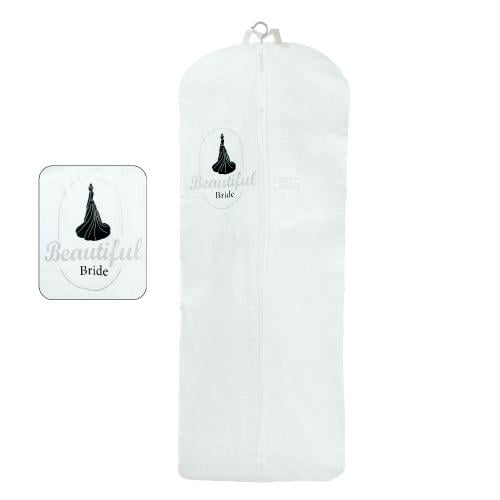 كيس فستان أبيض لحماية فساتين السهرة مع طباعة رسمة...