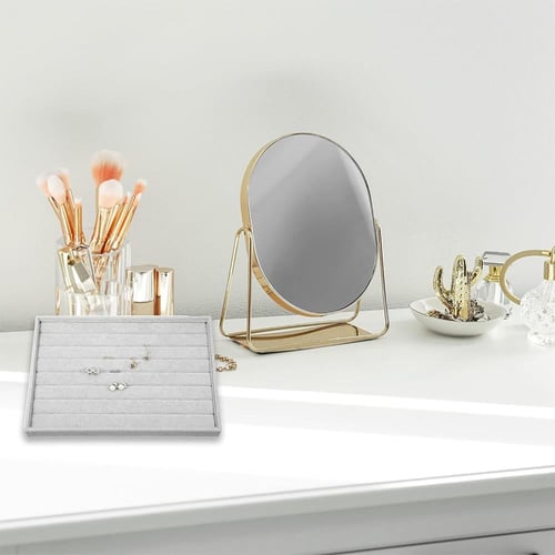 منظم المجوهرات المخملي ذو 7 خانات عرضية لعرض الخوا...