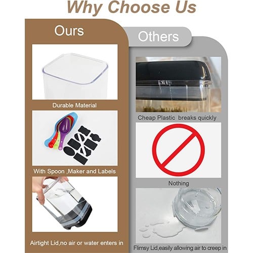 مجموعة 7 قطع تخزين الطعام للمطبخ بلاستيكية محكمة ا...