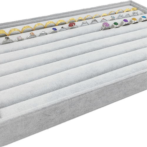 منظم الخواتم المخملي - رمادي