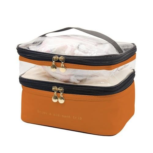 شنطة مستحضرات التجميل للسفر بتصميم أنيق مع أغطية ش...