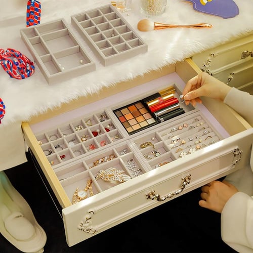 طقم منظم درج المجوهرات من 4 قطع للاقراط والخواتم و...