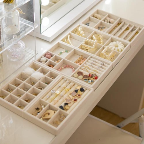 طقم منظم درج الاكسسوارات ٦ قطع للحلق والخواتم والا...