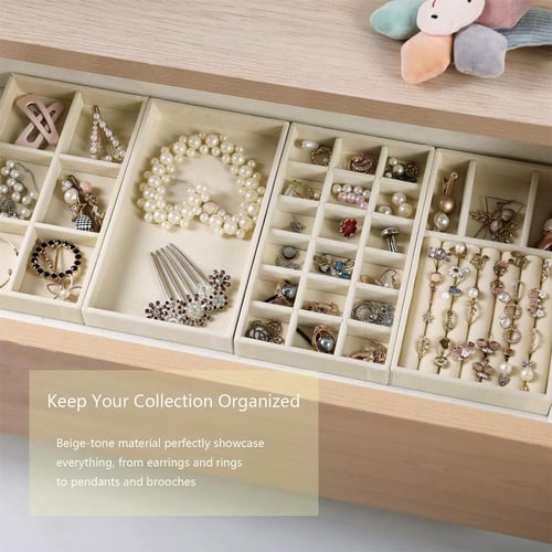 طقم منظم درج المجوهرات من 4 قطع للاقراط والخواتم و...