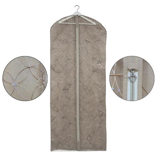 كيس فستان بني فاخر مرصع بالترتر ومغطى بالشيفون - ا...