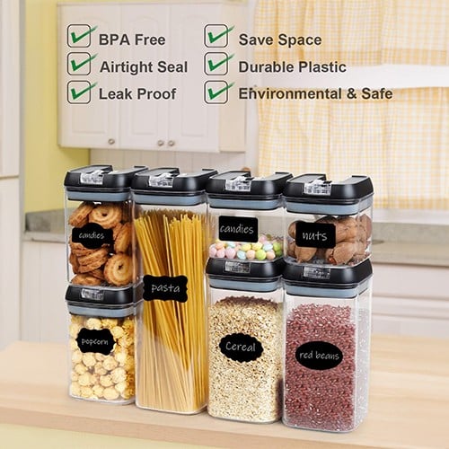 مجموعة 7 قطع تخزين الطعام للمطبخ بلاستيكية محكمة ا...