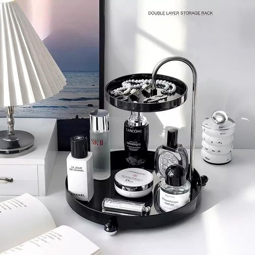 منظم أنيق ذو طبقتين للعطور والمجوهرات والإكسسوارات...