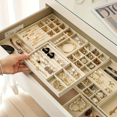 طقم منظم درج الاكسسوارات ٦ قطع للحلق والخواتم والا...