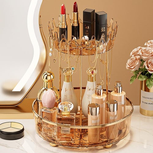 منظم مكياج وعطور ذو طبقتين فاخر – عرض أنيق لمستحضر...