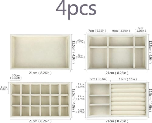طقم منظم درج المجوهرات من 4 قطع للاقراط والخوتم وا...