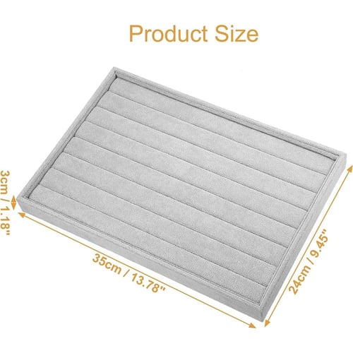 منظم المجوهرات المخملي ذو 7 خانات عرضية لعرض الخوا...