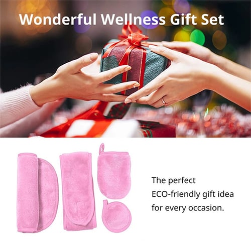 مجموعة من 4 قطع مناشف إزالة المكياج للوجه - لون سي...