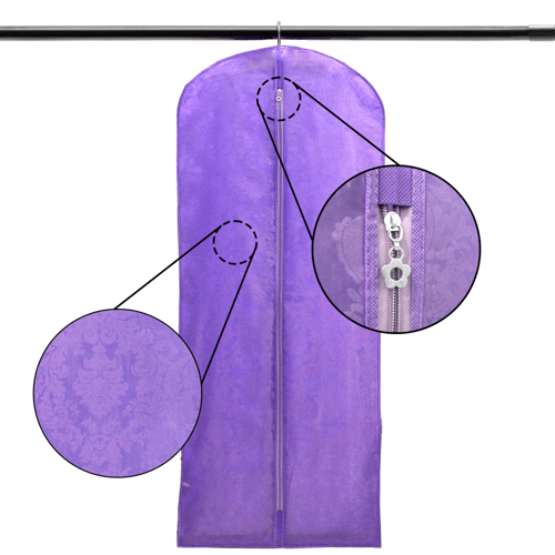 كيس فستان بنقشة المخمل الفاخرة باللون الموف الساحر