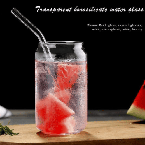 كوب زجاجي مع مصاصة زجاجية - 300 مل