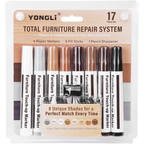 أقلام إصلاح الأثاث وتعديل الخشب - مجموعة من 17 قطع...