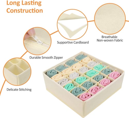 طقم منظم ملابس للأدراج يتكون من 4 قطع - بيج