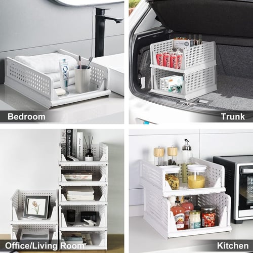 منظم دواليب وملابس من قطعتين، صناديق تخزين بلاستيك...