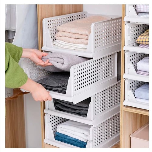 منظم دواليب وملابس من قطعتين، صناديق تخزين بلاستيك...
