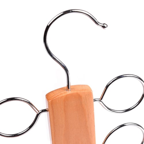 شماعة خشبية صلبة ومعدنية بفتحات دائري للأوشحة والع...