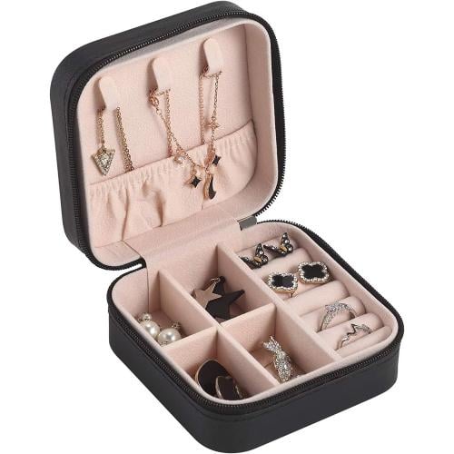 حقيبة مجوهرات سفر مصغر للحلي، والأقراط، والخواتم -...