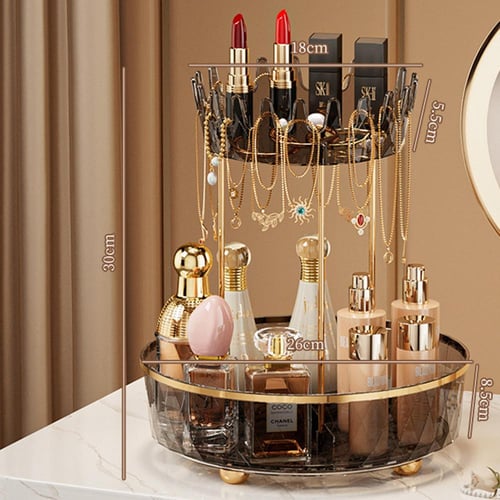 منظم مكياج وعطور ذو طبقتين فاخر – عرض أنيق لمستحضر...