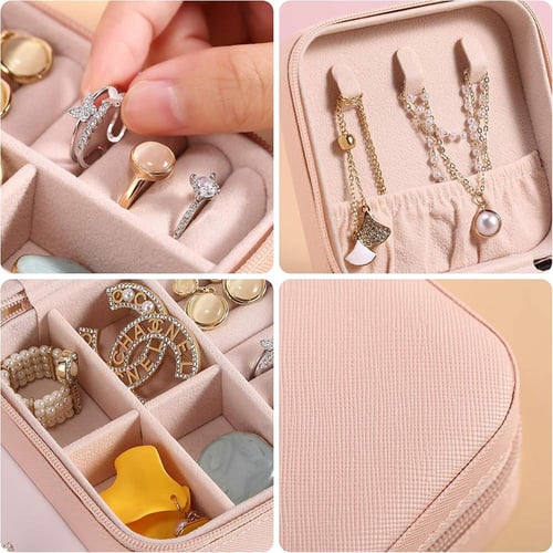 حقيبة مجوهرات سفر مصغر للحلي، والأقراط، والخواتم -...