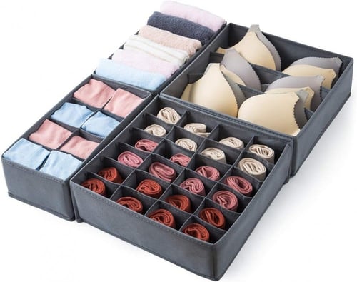 طقم منظم ملابس للأدراج يتكون من 4 قطع - بيج