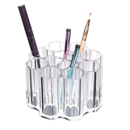 Circular makeup tools and brush organizer stand - transparent acrylic makeup accessories organizer for cosmetics