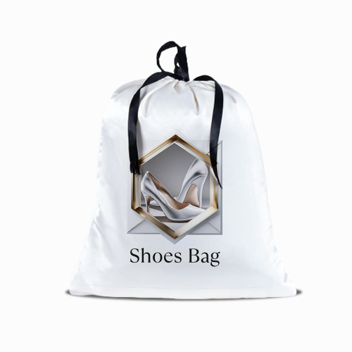 كيس ستان لحفظ الأحذية بتصميم ابيض مطبوع، مقاوم للغ...
