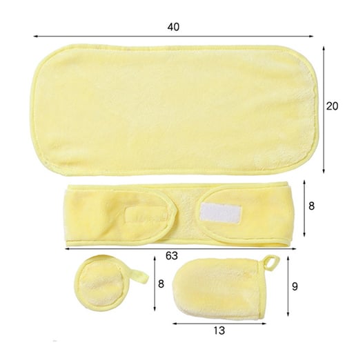 مجموعة من 4 قطع مناشف إزالة المكياج للوجه - لون اص...