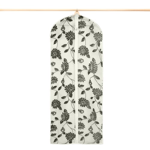 كيس فستان بنقشة مخمل أسود مزهرة