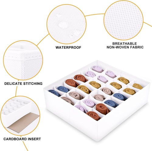 طقم منظم ملابس للأدراج يتكون من 4 قطع - أبيض