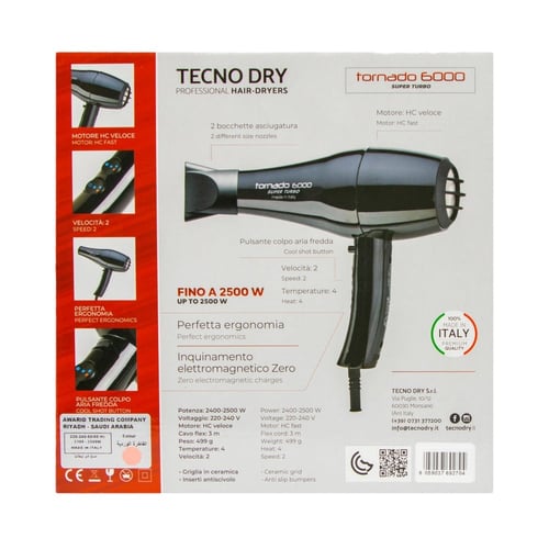 تورنادو مجفف شعر سوبر تربو 6000 من تيكنو دراي (لون...