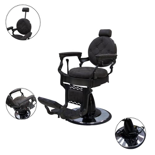 كرسي حلاقة كلاسيك بني غامق AW-9147C