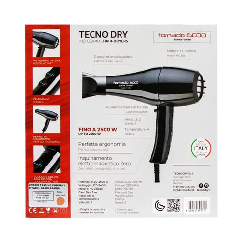 تورنادو مجفف شعر سوبر تربو 6000 من تيكنو دراي (لون...