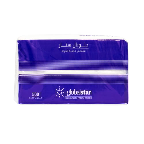 مناديل جلوبال ستار 500 منديل مفرد أزرق - شد 10 باك...
