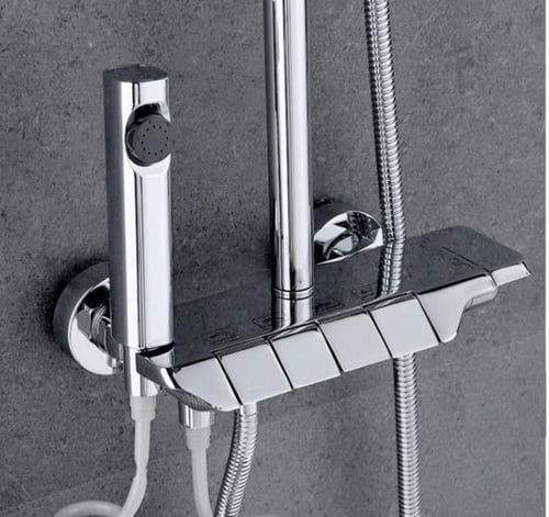 مجموعة شاور بيانو مع شطاف - كروم