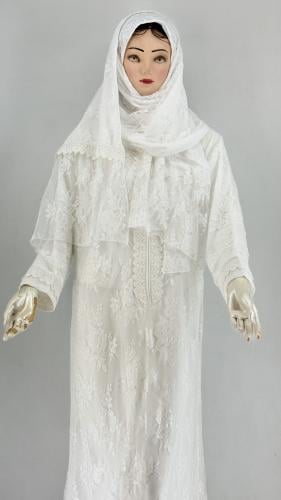 شرشف صلاة ابيض دانتيل ناعم