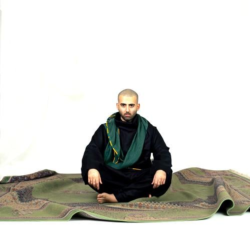 Black Green Wrapped Top With Wide Pants