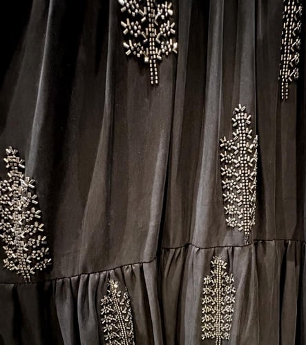 Long Flow Silk Dress with sequinned patterns